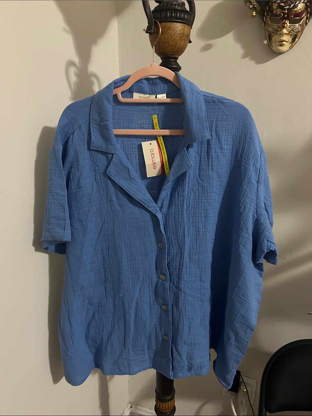 Women’s Relaxed Blue Button-Down Shirt by esmara NWT cotton